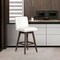 Armen Living Basila Swivel Bar Stool in Gray Oak Wood Finish with Pearl Fabric 840254332225 - alternate 2